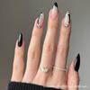 Uñas Postizas de Presión para Adultos Estilo Ins Europeo y Americano en Blanco y Negro con un Diseño Floral Minimalista Francés Adecuadas para Mujeres para Uso Transfronterizo