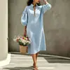 Moda Femenina Europea y Americana Nueva de Verano Vestido Sencillo Casual Holgado Vestido Largo