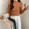 Suéter de cuello medio alto para mujer Camisa base interior Otoño e Invierno 2024 Estilo coreano Combinación perfecta Ajustado Manga larga Suéter Top para mujer