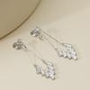 Plato de Incienso para Mosquitos Aretes de Clip para la Oreja Sin Agujeros Aretes Largos de Diamantes Completos Elegantes Simples de Alta Gama para Mujer Aretes Adelgazantes para Cara Redonda