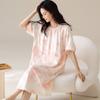 2025 Nuevo Verano Algodón Modal Camisón Fresco para Mujer Suelto Cuello Redondo Manga Corta Largo Medio Vestido Pijama Ropa para el Hogar