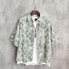 Camisas de Manga Corta Estilo Hong Kong para Hombres y Mujeres, Verano Sueltas y Delgadas Camisas Florales Hawaianas de Playa de Manga Tres Cuartos para Hombres