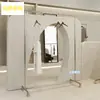 Estante de Exhibición Móvil para Tienda de Ropa Estante de Piso con Ruedas Perchero con Ruedas para Hombres y Mujeres Perchero de Acero Inoxidable