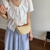 Bolso de Mano de Paja Tejida de Moda con Cadena, Gran Capacidad, Personalidad de Verano 2025, Bolso Cruzado para Hombro