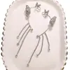 Brincos de Clipe para Orelha Borboleta com Franjas e Strass Microincrustados, Únicos e Estilosos, Não Furados, Brincos de Clipe de Moda de Luxo Leve