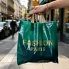 Bolsas de Vestuário de Alta Qualidade Verde Escuro e Dourado para Lojas Femininas, Sacolas Tote para Presente Universais, Sacolas de Compras, Personalizáveis