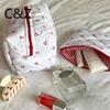 Bolsa cosmética pequeña de cereza de venta caliente transfronteriza, gran capacidad, bolsa con cremallera cosida estampada, bolsa de almacenamiento portátil, suave, linda