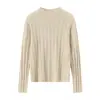 Camiseta básica de punto de color liso con cuello semialto adornado con pedrería, nuevo top de punto 100% cachemir puro slim-fit para mujer Otoño/Invierno