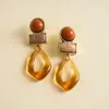 Pendientes Geométricos de Flor de Resina Transfronterizos Europeos y Americanos Otoplastias Maillard Otoño e Invierno Diseño Nicho de Gama Alta Joyería para Orejas Venta al por Mayor