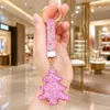 Chaveiro de Árvore de Natal cintilante cravejado de diamantes da série de Natal, pingente de bolsa de luxo leve totalmente cravejado de diamantes de argila, alça de celular