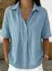 Camisa de Verano de Manga Corta con Cuello, Botones, Color Sólido, Cuello en V, Diseño Casual Holgado, Comercio Exterior Europeo y Americano, Amazon Transfronterizo