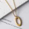 Pingente de Aço Inoxidável Zircônia Cerâmica Espacial em Gota Aço Titânio Ouro Colar Feminino Ajustável Corrente Clavicular