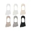 Calcetines de Modal para Hombre de Cinco Dedos, Calcetines Cortos Finos de Verano, Malla Transpirable, Antibacterianos, Desodorantes, Calcetines Invisibles de Silicona Antideslizantes para los Dedos del Pie