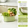 Cesta de drenaje de doble capa, lavabo para verduras, estante de almacenamiento de plástico, artículos de cocina, cesta para frutas, estante de almacenamiento