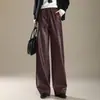 Pantalones auténticos de cuero genuino Haining para mujer, colección otoño/invierno 2026, estilo coreano, pantalones de pierna ancha hechos de piel de oveja, pantalones de pierna recta flocados, modernos