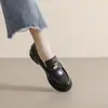 Zapatos de Mocasín sin Cordones Estilo Universitario con Punta Redonda, Otoño Retro, Hebilla Dorada, Tacones Gruesos y Suelas Gruesas, Mocasines Estilo Británico para Mujer
