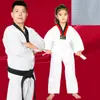 Roupa de árbitro de Taekwondo uniforme de taekwondo menino professor Fita Branca algodão roupa profissional crianças Fita Vermelha manga longa