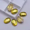 Zircón amarillo dorado liso de fondo plano piedra suelta ovalada con forma de huevo parche para joyería DIY gema sin engaste, molde para cara de anillo