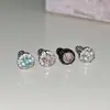 Aretes de Hueso de Oreja de Zirconia Brillante con Tornillo, Tachuelas Cochleares de Fondo Plano para Mujer, Estilo Dulce y Fresco, Estilo Ins de Celebridad de Internet, Pendientes de Acero de Titanio