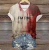Playera Vintage de Mujer Verano Nueva Playera con Cuello en V 2024 Impresa con Letras Playera de Manga Corta Casual Holgada Top de Mujer