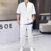 Camiseta de manga corta de seda de hielo de verano transfronteriza l 2023 verano nuevo traje casual estilo chino traje Tang suelta una tendencia