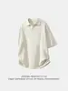 Camiseta de Punto de Manga Corta con Cuello de Gaviota Estilo Old Money para Hombre, Edición de Verano, Camisa Polo de Color Sólido de Alta Gama con Parte Superior de Textura Acanalada