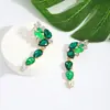 Brincos de Trevo Europeus e Americanos Transfronteiriços para o Dia de São Patrício com Pedras de Diamante, Brincos Geométricos com Strass, Brincos Estilo Floral