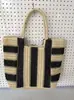 Nova Bolsa de Palha Listrada de Ombro Único, Bolsa Artesanal Tecida à Mão, Bolsa Feminina Casual, Bolsa de Praia de Corda de Papel Tecido de Papel