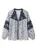 Camisa a Cuadros con Cuello de Muñeca Estilo Europeo y Americano Transfronteriza para Mujer Primavera Flor Francesa Posicionada Camisa Estampada 2025