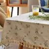 Mantel Impreso con Patrón Floral Lila para Mesa de Comedor Exterior y Mesa de Café, Estilo Ins de Algodón y Lino, Impermeable al Aceite, Mismo Estilo que Ins