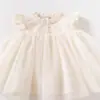 Vestido de Gasa para Niñas de Verano Vestido Formal de Cumpleaños para Niños Vestido de Princesa para Bebé de un Año Vestido Elegante de Bebé Niña con Botón de Perla