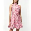 Em Estoque Europeu e Americano Primavera/Verão Novo Estilo Elegante Cadarço Babados Bainha Larga Floral Vestido Estação Independente Transfronteiriço Roupas Femininas