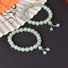Pulseira de Jade Natural de Seda Dourada de Xinjiang para Mulheres Tianshan Cui Natural Duobao Cor Pulseira de Jade Círculo Único com Contas