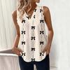 Amazon Export Moda Feminina 2025 Verão Novo Transfronteiriço Europeu e Americano Sem Mangas Camisa com Laço Camisa Decote V Pulôver