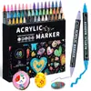 Marcadores acrílicos de doble punta y doble color, colores apilables, marcadores de colores transfronterizos, secado rápido, no traspasan, papelería europea y americana para el regreso a clases