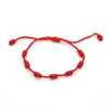 Pulseiras da Sorte de Sete Nós Vermelhas e Pretas Mais Vendidas Transfronteiriças em 11 Cores, Ajustáveis e Feitas à Mão, Prontas para Entrega Rápida
