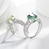 Anillo de Cubo de Azúcar Cortado Flor de Hielo de Piedra Preciosa Colorida Más Vendido en Tiktok, Diamante de Alto Carbono Súper Brillante, Anillo Chapado en Oro Real, Dropshipping de Transmisión en Vivo