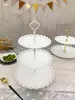 Plato de Frutas de Tres Niveles Plástico Estilo Europeo Pequeño Sala de Estar Hogareño Plato de Exhibición de Dulces y Bocadillos Bandeja para Pasteles Estante para Bocadillos Otros