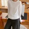 Camisa base de lã espinha de peixe super macia e aconchegante para mulheres, design estiloso, versão coreana para outono e inverno, corte justo, manga longa, top interno quente
