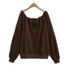 25 Nuevos Tops de Verano con Cordón para Chicas Atrevidas, Sudaderas Coreanas Sexy de Hombro Caído de Manga Larga para Chicas Dulces