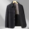 Casaco de Lã com Lapela Casual de Negócios Outono/Inverno 2026 Jaqueta de Lã Chenille para Homens de Meia-Idade e Idosos