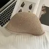 Vacaciones en la Playa~Nuevo Estilo Sombrero de Paja Hueco Transpirable para el Sol para Mujer, Estilo Dulce Japonés, Versátil, Adelgazante de Rostro, Sombrero de Protección Solar
