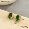 Moda Europea y Americana Nicho Retro Exagerados Pendientes de Acero Inoxidable Chapados en Oro de 18K Ágata de Imitación Pendientes Geométricos Elegantes Joyería