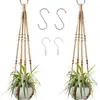 Bolsa de Malla para Maceta Tejida a Mano Cesta de Jardinería Colgante Cuerda Colgante de Cuerda de Cáñamo Transfronteriza Bolsa de Malla para Maceta sin Fondo para Plantas Verdes