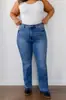Novos jeans femininos transfronteiriços calças femininas europeias e americanas calças retas cintura média stretch plus size micro-stretch borda da Amazon