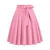 Comercio Exterior Transfronterizo Europeo y Americano Rosa Barbie Cuadros Falda Midi Cintura Alta Linda Dulce Gran Oscilación Falda Midi Línea A