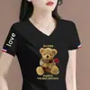 Camiseta de manga corta de marca para mujer, con excedente de comercio exterior transfronterizo, cuello en V, patchwork, camiseta versátil