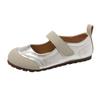 Versátil Retrô Francês Bico Redondo Sapatilhas de Cano Baixo Sapatos Femininos 2025 Novo Verão Velcro Sola Macia Sapatos Mary Jane