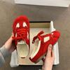 Pantuflas Rojas Antideslizantes de Dedo Gruesas para Mujer, Calzado Exterior de Verano, Nuevas 2025 Retro Elevadoras de Altura Suela Suave para Entrenamiento Moral