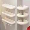 Estante de Baño Blanco Crema, Almacenamiento de Pared sin Taladro para Inodoro, Ducha, Lavabo y Lavamanos, Organizador Triangular